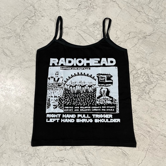 Radiohead Graphic Print Tank Top Tee Shirt Crop Tops - Picture 2 of 3
